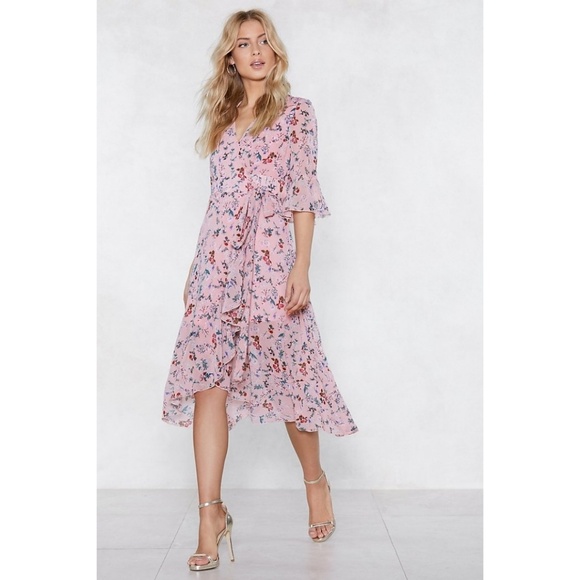 Nasty Gal Dresses & Skirts - Nasty Gal Spring the Fun Floral Wrap Midi Dress